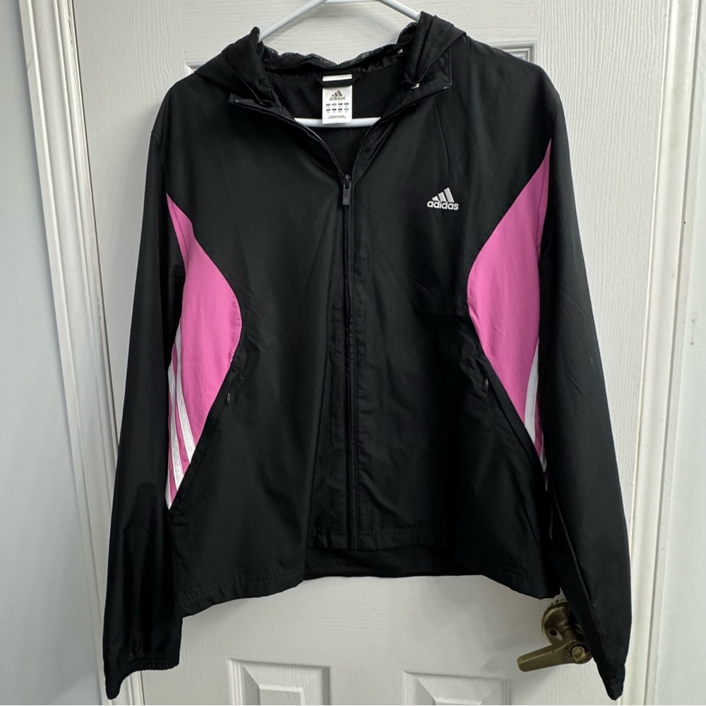 Vintage Adidas Black Pink Track Suit Women's Large Jacket Pants Set NWOT Y2K